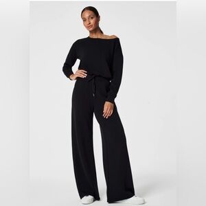 Spanx off the shoulder jumpsuit, black, airessentials line, small